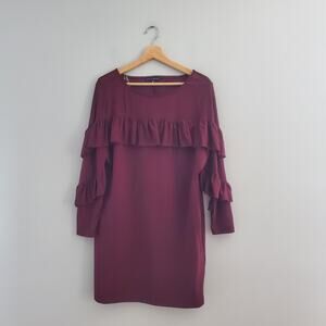 Haute Monde Purple Ruffle Sleeve Mini Dress 1XL